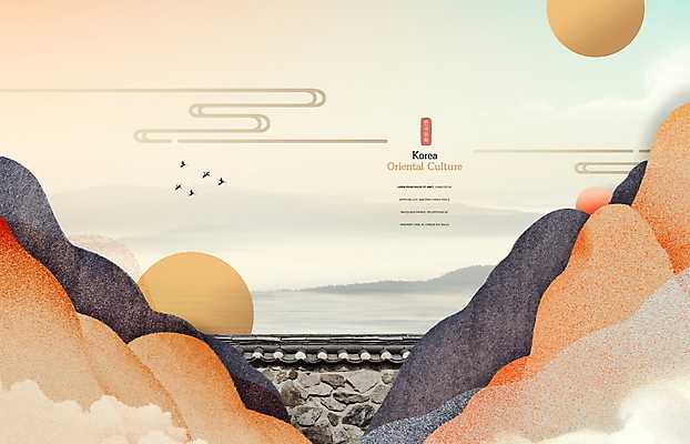 PSD 구름 편집이미지 한국문화 한국전통 곡선 조류 하늘 산 풍경 사람없음 오리엔탈 새떼 기와담장 이미지편집 자연요소 동물 동양문화 전통 선 한국 기와 담장 파일형식