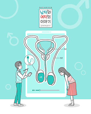 전신 학생 여자 남자 교복 하늘색 일러스트 청소년 서기 들기 타이포그라피 두명 스마트폰 펜 메모지 남자기호 동영상창 성교육 십대만 고환 국내일러스트 AI파일 정자세포 문자 옷 교육 모션 사람 파란색 핸드폰 스마트기기 필기구 사무용품 생식세포 동영상 성별기호 파일형식 벡터 남자생식기