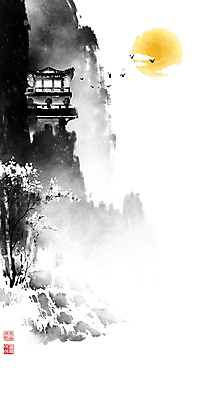 PSD 나무 구름 일러스트 캘리그라피 조류 밤하늘 붓터치 산 풍경 사람없음 계곡 보름달 동양화 정자 번짐 정월대보름 낙관 새떼 국내일러스트 자연요소 식물 동물 건축물 명절 하늘 미술 달 야간 파일형식 효과