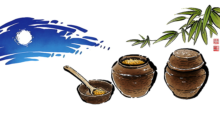 PSD 한국전통 일러스트 캘리그라피 밤하늘 붓터치 사람없음 뚜껑 보름달 항아리 된장 동양화 번짐 주걱 정월대보름 낙관 대나무잎 국내일러스트 전통 명절 잎 하늘 주방용품 한국 미술 달 도자기 양념 야간 파일형식 효과