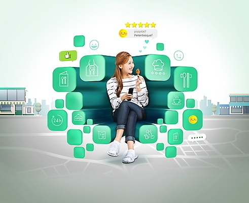 전신 PSD 편집이미지 여자 말풍선 지도 한명 미소 들기 앉기 20대 성인 초록색 상점 치킨 한국인 다리꼬기 어플리케이션 리모컨 먹기 댓글 이모티콘 별점 성인여자한명만 배달어플 이미지편집 1 컬러 모션 표정 사람 동양인 청년 점수 평가 닭고기요리 여자한명만 성인여자만 파일형식