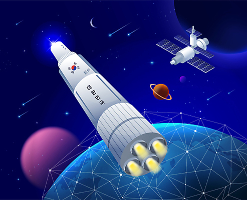 별 지구 일러스트 한국 사람없음 파란색 우주 행성 인공위성 로켓 달 태극기 유성 우주선 태극 우주산업 로켓발사 우주개발 국내일러스트 AI파일 자연요소 문양 산업 아시아 컬러 통신 국기 발사 파일형식 벡터