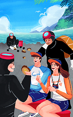 전신 PSD 구름 여자 남자 바다 일러스트 신혼부부 들기 앉기 여러명 상반신 성인 야자수 제주도 카메라 신혼여행 가리킴 해산물 전복 해녀 웅크림 성게 해녀도구 성인만 국내일러스트 자연요소 나무 직업 부부 다수 결혼 모션 어패류 극피동물 한국 사람 손짓 전자제품 도구 신혼 파일형식