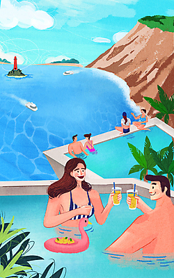 전신 PSD 나무 구름 여자 남자 수영복 음료 바다 일러스트 야외수영장 등대 들기 앉기 여러명 상반신 성인 파란색 야자수 제주도 신혼여행 건배 선박 성인만 플라밍고튜브 국내일러스트 자연요소 식물 옷 컬러 다수 결혼 수상교통 모션 수영장 한국 사람 튜브 파일형식