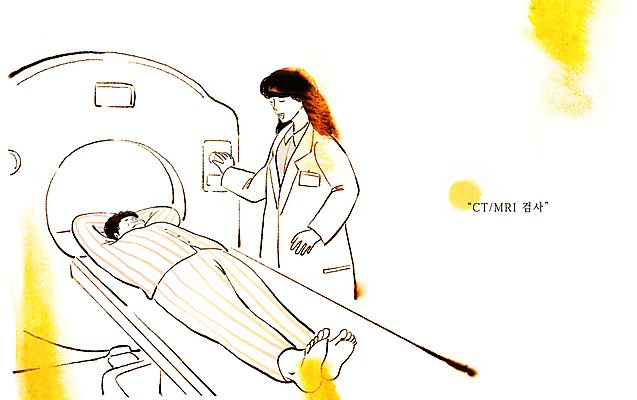 전신 PSD 여자 노년 할머니 일러스트 의학 의료기기 병원 상반신 성인 두명 눕기 환자 의사 건강검진 MRI 여자만 CT촬영 국내일러스트 모션 사람 의료진 검사_조사 파일형식