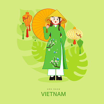 전신 PSD 여자 잎 꽃무늬 일러스트 우산 한명 서기 들기 성인 연두색 등불 아오자이 농 성인여자한명만 국내일러스트 식물 모자_잡화 1 꽃 무늬 모션 조명 사람 초록색 전통의상 여자한명만 성인여자만 파일형식