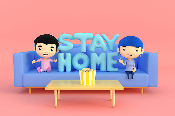 JPG 해외이미지 전신 여자 남자 어린이 일러스트 탁자 3D캐릭터 앉기 소년 타이포그라피 두명 소파 3D 손들기 팝콘 어린이만 코랄 코로나바이러스 사회적거리두기 스테이홈 델타변이바이러스 오미크론 해외일러스트 문자 캐릭터 캠페인 컬러 가구 의자 모션 사람 바이러스 디지털합성 파일형식 이미지허브