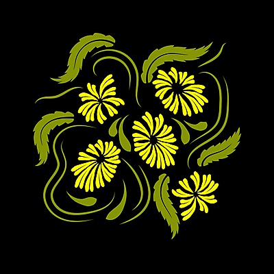 JPG EPS 해외이미지 디자인 꽃 잎 일러스트 미술 사람없음 노란색 검은색 화려 민화 해외일러스트 식물 컬러 컨셉 문화예술 그림 파일형식 벡터 이미지허브