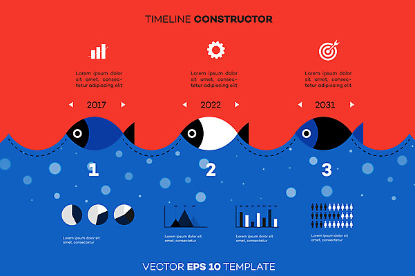 JPG 해외이미지 템플릿 점선 일러스트 비즈니스 통계 사람모양 어류 어업 사람없음 빨간색 파란색 자료 인포그래픽 막대그래프 원그래프 타임라인 해외일러스트 모양 산업 선 컬러 그래프 수중동물 파일형식 이미지허브