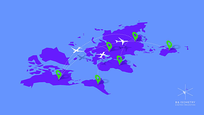 JPG 해외이미지 세계지도 일러스트 비즈니스 비행기 사람없음 파란색 글로벌 3D 인포그래픽 위치 경로 해외일러스트 컬러 지도 항공교통 대중교통 세계 디지털합성 파일형식 이미지허브