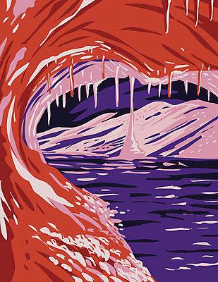 JPG 해외이미지 일러스트 자연 사람없음 동굴 그림 카툰스타일 종유석 해외일러스트 생태계 파일형식 이미지허브