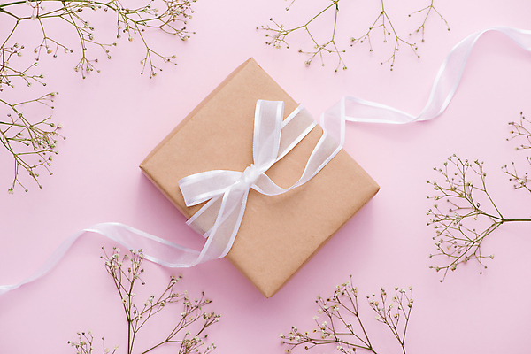 포토 JPG 해외이미지 꽃 리본 실내 사람없음 선물상자 오브젝트 드라이플라워 분홍색배경 해외포토 식물 분홍색 백그라운드 선물 내부 상자 파일형식 이미지허브