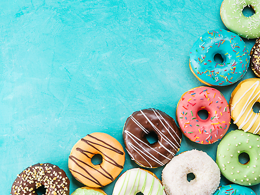 포토 JPG 해외이미지 하늘색 디저트 실내 사람없음 여러개 도넛 플랫레이 카피스페이스 해외포토 음식 다수 내부 파란색 공백 플랫 파일형식 이미지허브