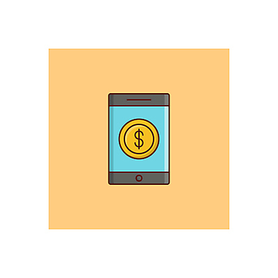 JPG 해외이미지 일러스트 사람없음 금융 스마트폰 노란색 달러 동전 모바일뱅킹 스마트뱅킹 해외일러스트 컬러 돈 경제 핸드폰 스마트기기 뱅킹 파일형식 이미지허브