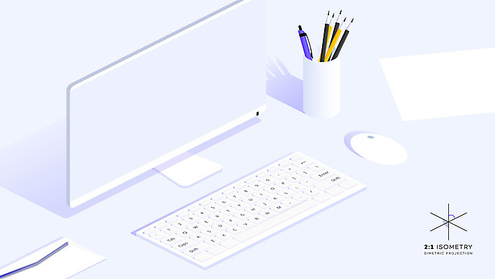 JPG 해외이미지 일러스트 편지봉투 사람없음 컴퓨터 연필 펜 사무용품 키보드 마우스 연필꽂이 아이소메트릭 해외일러스트 문구용품 학용품 봉투 전자제품 필기구 컴퓨터용품 편지 파일형식 이미지허브