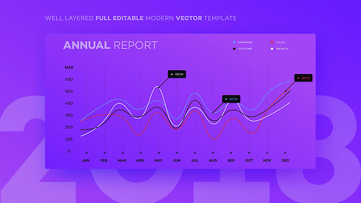 JPG 해외이미지 템플릿 일러스트 비즈니스 통계 사람없음 보라색 자료 인포그래픽 보고서 곡선그래프 해외일러스트 컬러 그래프 파일형식 이미지허브