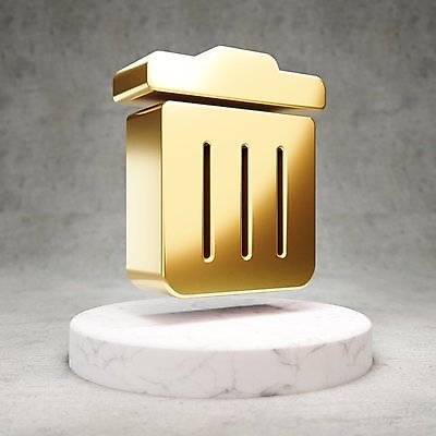 JPG 해외이미지 일러스트 사람없음 3D 디지털 금색 쓰레기통 황금 심볼 광택 해외일러스트 컬러 디지털합성 파일형식 이미지허브