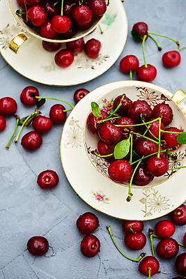 포토 JPG 해외이미지 실내 사람없음 하이앵글 체리 찻잔 담기 해외포토 뷰포인트 과일 모션 잔 내부 파일형식 이미지허브