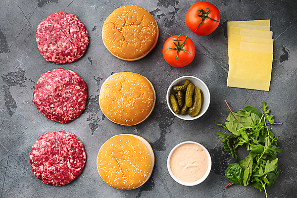 포토 JPG 해외이미지 토마토 식재료 치즈 패스트푸드 육류 사람없음 햄버거 상추 피클 패티 플랫레이 해외포토 채소 유제품 플랫 인스턴트 절임 파일형식 이미지허브