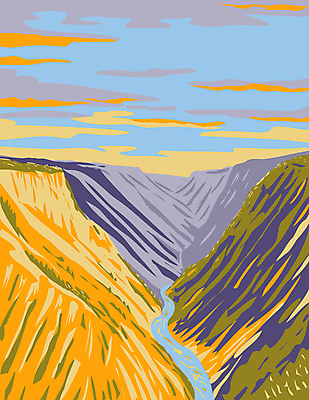 JPG 해외이미지 일러스트 자연 하늘 국립공원 사람없음 강 골짜기 미국 그림 카툰스타일 그랜드캐니언 와이오밍 산맥 해외일러스트 공원 북아메리카 산 생태계 파일형식 이미지허브