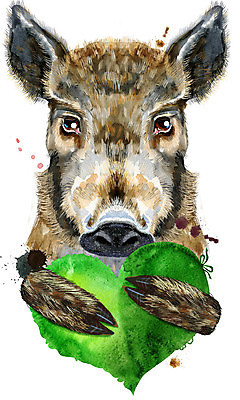 포토 JPG 해외이미지 백그라운드 일러스트 안기 발렌타인데이 미술 사람없음 초록색 하트 돼지 멧돼지 해외일러스트 모양 컬러 포유류 모션 데이이벤트 문화예술 파일형식 이미지허브