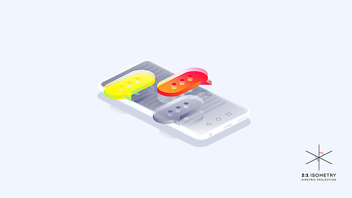 JPG 해외이미지 말풍선 일러스트 모바일 사람없음 스마트폰 3D 회색 아이소메트릭 문자메시지 해외일러스트 컬러 핸드폰 스마트기기 메시지 디지털합성 파일형식 이미지허브