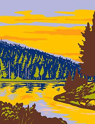 JPG 해외이미지 유럽 호수 일러스트 자연 산 독일 사람없음 일몰 그림 카툰스타일 해외일러스트 나라 노을 생태계 파일형식 이미지허브