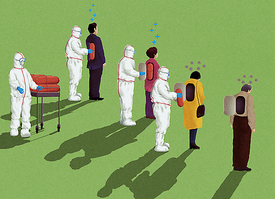 전신 PSD 여자 노년 남자 중년 일러스트 그림자 서기 여러명 성인 치료 알약 카트 의료진 잡기 바이러스 사회이슈 처방 넣기 백신 치료제 투입 코로나바이러스 방역복 델타변이바이러스 위드코로나 국내일러스트 직업 옷 다수 컨셉 의학 모션 사람 약 방역 파일형식