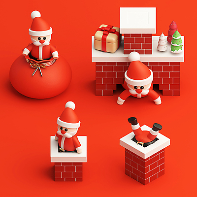 PSD 편집 편집이미지 캐릭터 엎드리기 크리스마스 굴뚝 사람없음 빨간색 선물상자 크리스마스트리 산타클로스 3D 디지털합성 보따리 벽난로 들어가기 편집소스 편집3D 기념일 컬러 모션 선물 상자 파일형식