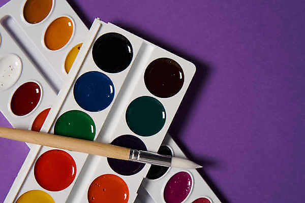 포토 JPG 해외이미지 미술 취미 사람없음 물감 붓 팔레트 보라색배경 해외포토 백그라운드 문화예술 보라색 미술도구 파일형식 이미지허브