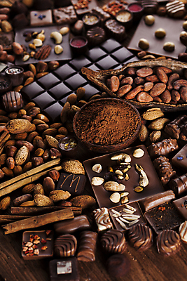포토 JPG 해외이미지 디저트 사람없음 쌓기 초콜릿 다양 달콤 시나몬스틱 카카오열매 코코아가루 해외포토 열매 음식 다수 모션 맛 가루 시나몬 카카오 파일형식 이미지허브