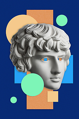 포토 JPG 해외이미지 예술 컨셉 추상 미술 사람없음 파란색 조각상 머리 사각형 원형 팝아트 콜라주 석고상 해외포토 도형 컬러 무늬 문화예술 신체부위 조형물 그림 파일형식 이미지허브