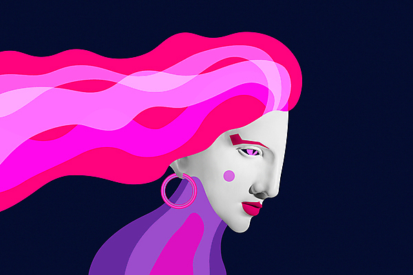 포토 JPG 해외이미지 예술 분홍색 컨셉 추상 미술 사람없음 조각상 화장 머리카락 귀걸이 팝아트 콜라주 석고상 해외포토 컬러 무늬 장신구 문화예술 조형물 뷰티 머리 그림 파일형식 이미지허브