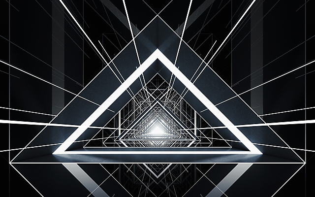 포토 JPG 해외이미지 미래 사람없음 내부 빛 3D 검은색 공간 터널 삼각형 해외포토 도형 길 컬러 컨셉 디지털합성 파일형식 이미지허브