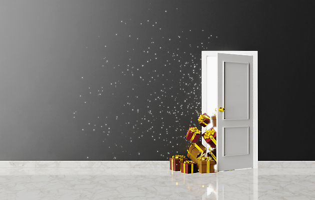 포토 JPG 해외이미지 벽 크리스마스 선물 사람없음 선물상자 3D 문 오픈 쏟아짐 카피스페이스 해외포토 기념일 모션 상자 공백 디지털합성 파일형식 이미지허브
