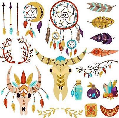 EPS 해외이미지 동물 전통 디자인 문화 잎 패턴 일러스트 화살 미술 장식 세트 컬러풀 머리 유행 꿈 나뭇가지 화려 소 신비 크리스탈 수집 구슬 심볼 깃털 빈티지배경 마법 고립 엘리먼트 집시 핸드메이드 스타일 힙스터 세련 해외일러스트 나무 식물 패션 컬러 백그라운드 컨셉 무늬 포유류 문화예술 신체부위 빈티지 광석 파일형식 벡터 이미지허브