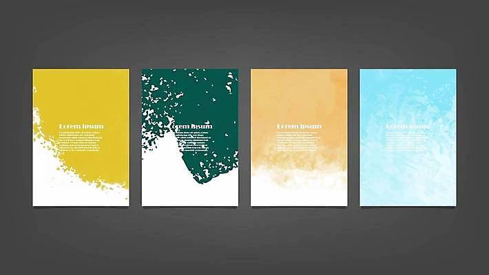 EPS 해외이미지 하늘색 일러스트 사람없음 초록색 노란색 주황색 물감 질감 심플 해외일러스트 컬러 파란색 미술도구 파일형식 벡터 이미지허브