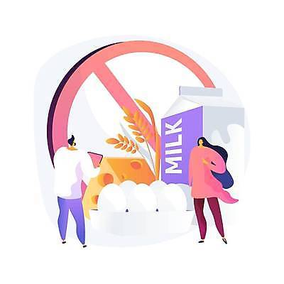 EPS 해외이미지 전신 여자 남자 일러스트 치즈 유제품 들기 성인 두명 계란 우유 금지 밀 알레르기 성인만 해외일러스트 모션 곡류 사람 알 질병 파일형식 벡터 이미지허브