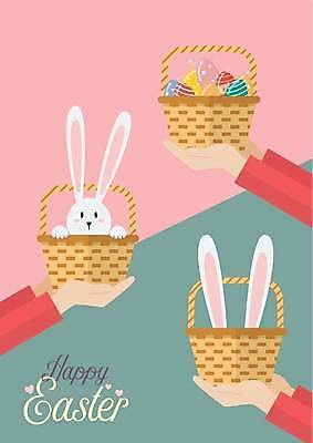 EPS 해외이미지 한마리 손 일러스트 들기 신체부위 바구니 토끼 부활절계란 해외일러스트 1 포유류 모션 부활절 사람 반려동물 계란 파일형식 벡터 이미지허브