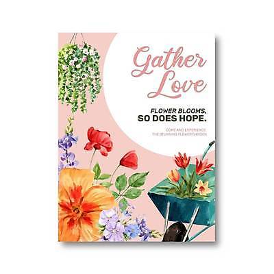 EPS 해외이미지 꽃 포스터 분홍색 잎 일러스트 사람없음 외발수레 히비스커스 행잉플랜트 해외일러스트 식물 화분 컬러 수레 파일형식 벡터 이미지허브