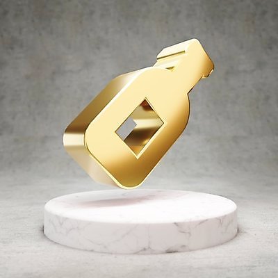 JPG 해외이미지 일러스트 사람없음 3D 디지털 금색 황금 심볼 와인병 광택 해외일러스트 컬러 병_용기 와인 디지털합성 파일형식 이미지허브