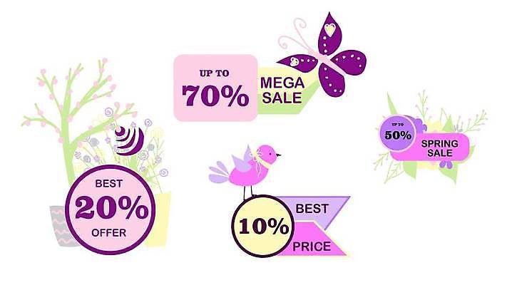 EPS 해외이미지 나무 꽃 나비 스티커 일러스트 조류 사람없음 세트 라벨 세일 원형 해외일러스트 도형 식물 동물 곤충 프레임 파일형식 벡터 이미지허브