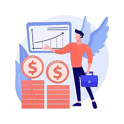 EPS 해외이미지 남자 화살표 가방 일러스트 비즈니스 그래프 한명 들기 성인 모니터 동전 상승 성인남자한명만 해외일러스트 1 잡화 컨셉 돈 모션 사람 컴퓨터 남자한명만 성인남자만 파일형식 벡터 이미지허브