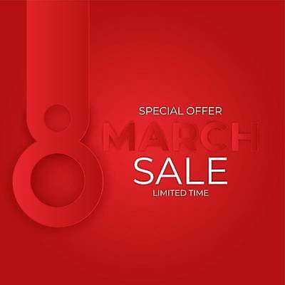 EPS 해외이미지 배너 일러스트 이벤트 사람없음 빨간색 세일 8 3월 심플 한정판매 해외일러스트 컬러 숫자 판매 날짜 파일형식 벡터 이미지허브