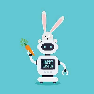 EPS 해외이미지 캐릭터 하늘색 일러스트 부활절 들기 사람없음 당근 토끼 로봇 해외일러스트 일러캐릭터 기념일 포유류 모션 뿌리채소 파란색 반려동물 파일형식 벡터 이미지허브