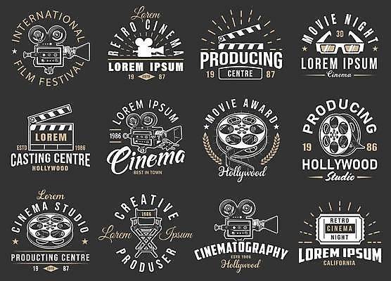 EPS 해외이미지 스티커 일러스트 문화예술 사람없음 세트 빈티지 티켓 클래퍼보드 필름 심볼 영화 영사기 3D안경 간이의자 문화생활 영화티켓 해외일러스트 라이프스타일 안경 컨셉 의자 파일형식 벡터 이미지허브