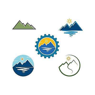 EPS 해외이미지 바다 일러스트 산 사람없음 초록색 파란색 태양 심볼 해외일러스트 자연요소 컬러 파일형식 벡터 이미지허브