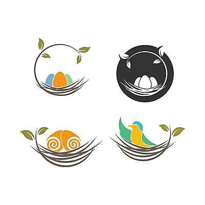 EPS 해외이미지 한마리 디자인 잎 일러스트 조류 사람없음 알 둥지 심볼 해외일러스트 식물 동물 1 파일형식 벡터 이미지허브