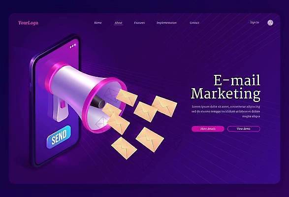 EPS 해외이미지 디자인 일러스트 사람없음 그래픽 스마트폰 홈페이지 디지털 보라색 확성기 이메일 편지지 아이소메트릭 인터페이스 해외일러스트 컬러 핸드폰 스마트기기 편지 파일형식 벡터 이미지허브