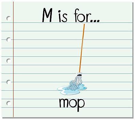 EPS 해외이미지 알파벳 영어 일러스트 영어교육 사람없음 단어 M 단어카드 대걸레 해외일러스트 문자 교육 청소도구 파일형식 벡터 단어장 이미지허브